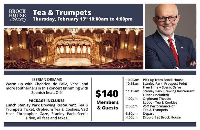 Tea & Trumpets CANCELLED Events Brock House Society