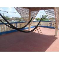 terrace with hanmocks