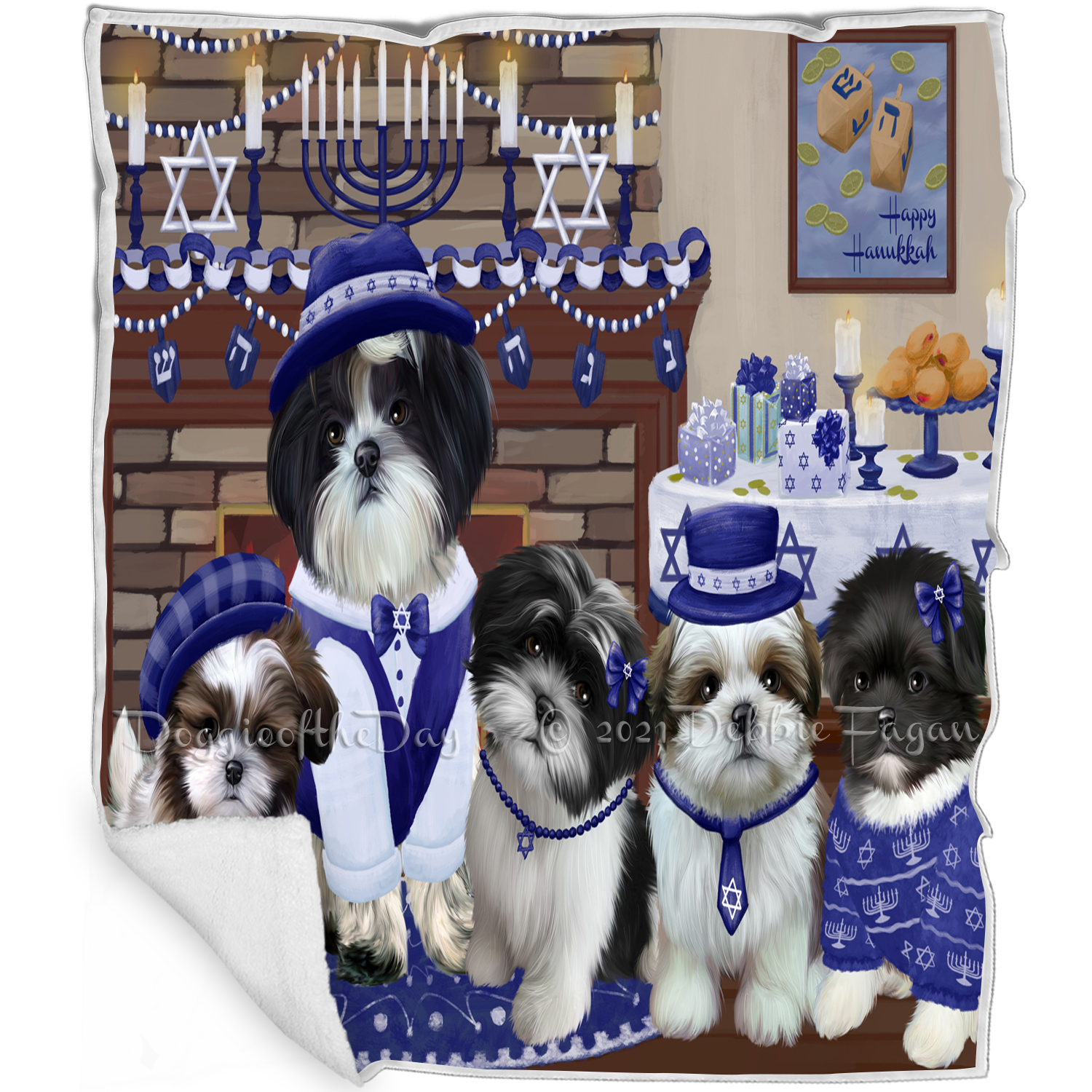Hanukkah dog blanket