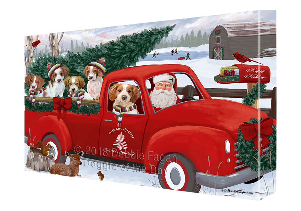 Brittany Spaniel Dog Canvas .75″ Personalized Digital Painting Christmas NWT