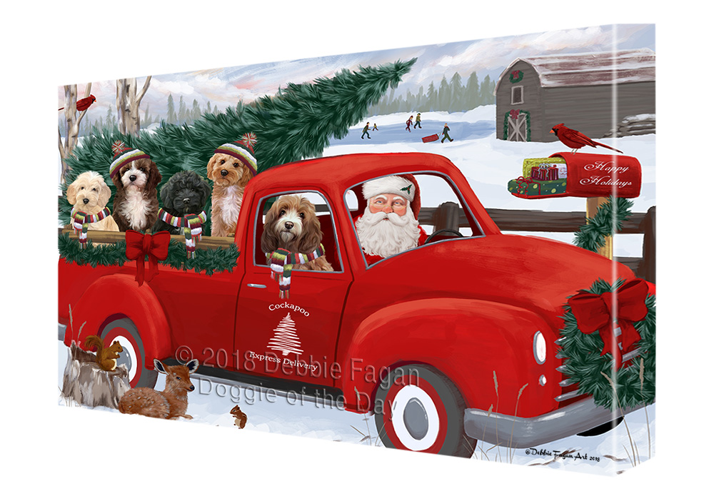 Cockapoo Dog Canvas .75″ Personalized Digital Painting Christmas NWT
