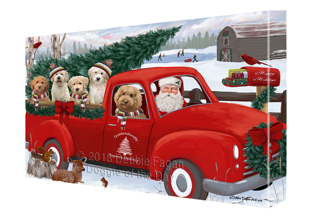 Goldendoodle Dog Canvas .75″ Personalized Digital Painting Christmas NWT