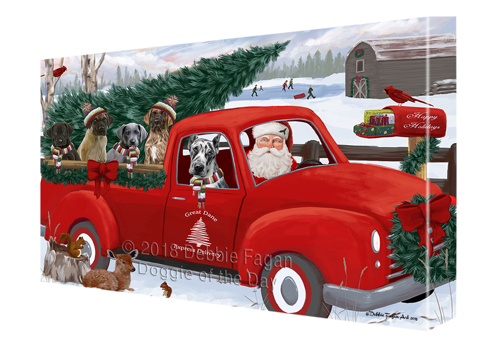 Great Dane Dog Canvas .75″ Personalized Digital Painting Christmas NWT
