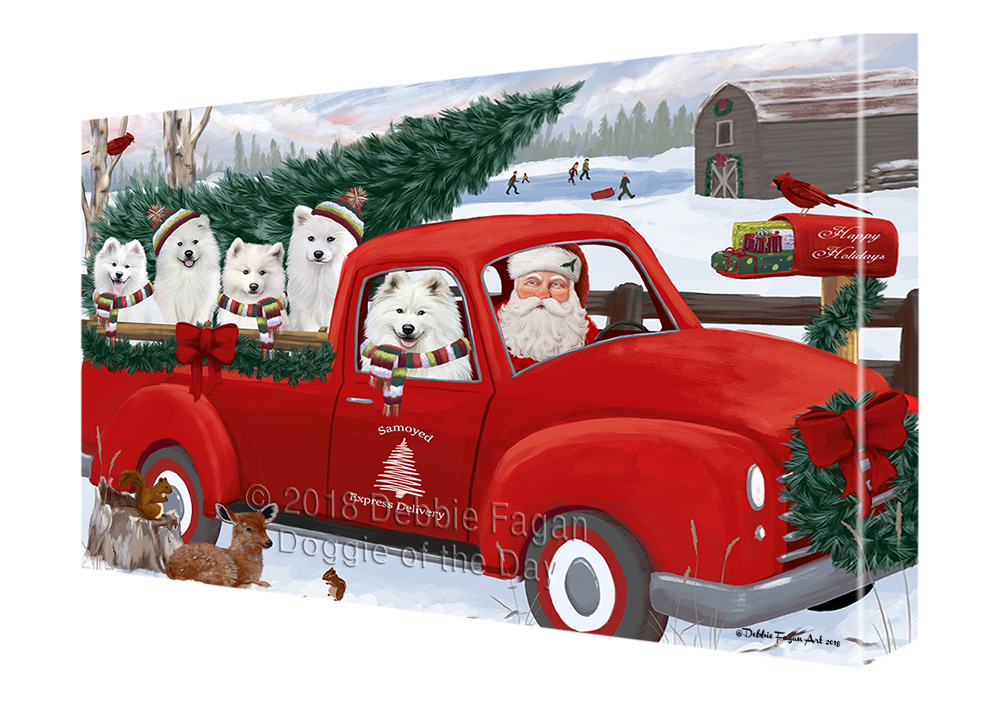 Samoyed Dog Canvas .75″ Personalized Digital Painting Christmas NWT