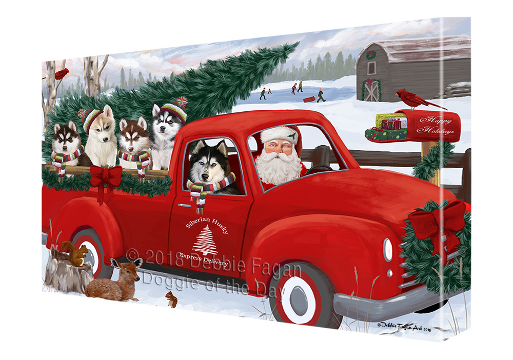 Siberian Husky Dog Canvas .75″ Personalized Digital Painting Christmas NWT