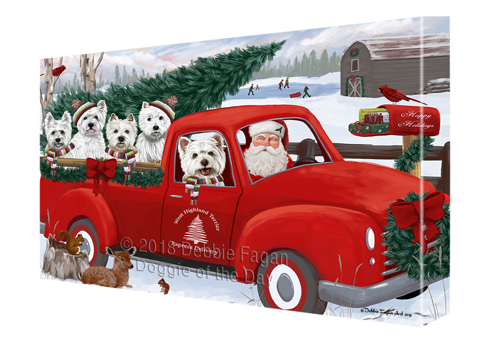 West Highland Terrier Dog Canvas Personalized Digital Painting Christmas NWT