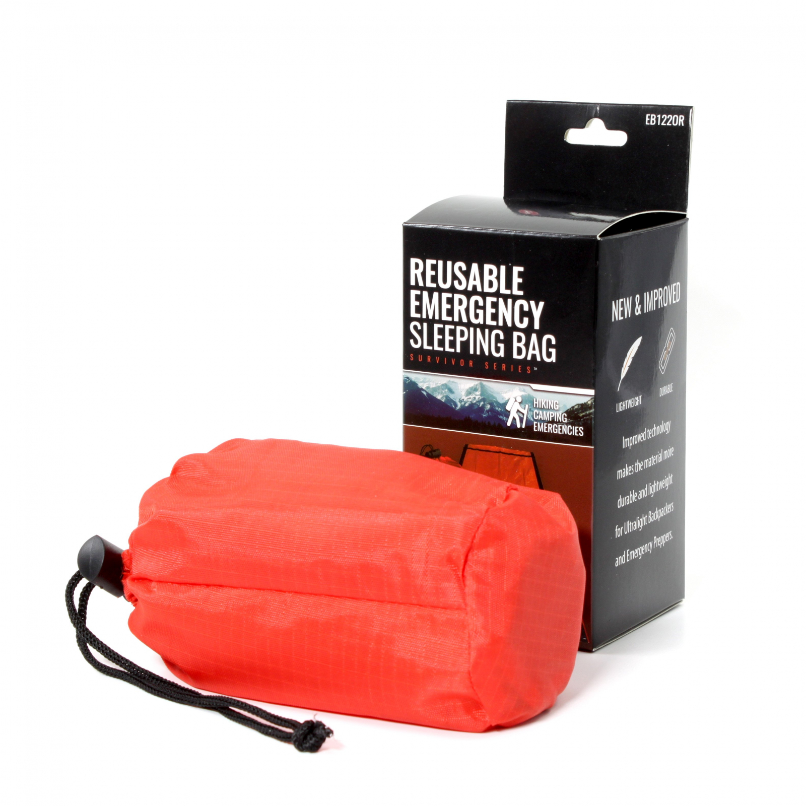 Pack) Emergency Sleeping Bag w/ Drawstring Carrying Bag, Orange