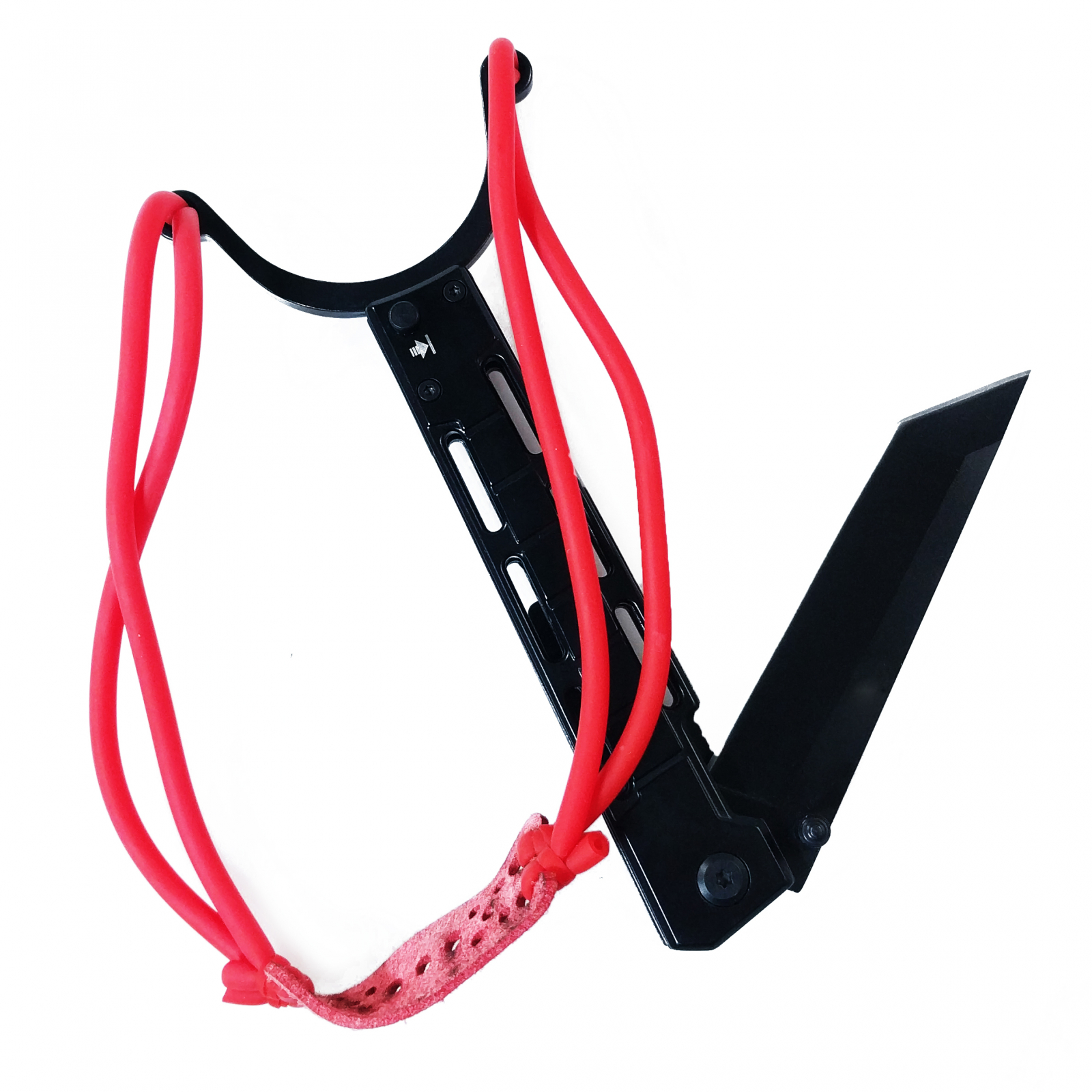 ASR Outdoor Slingshot Folding Pocket Knife Leather Sheath Thumb Assist Open