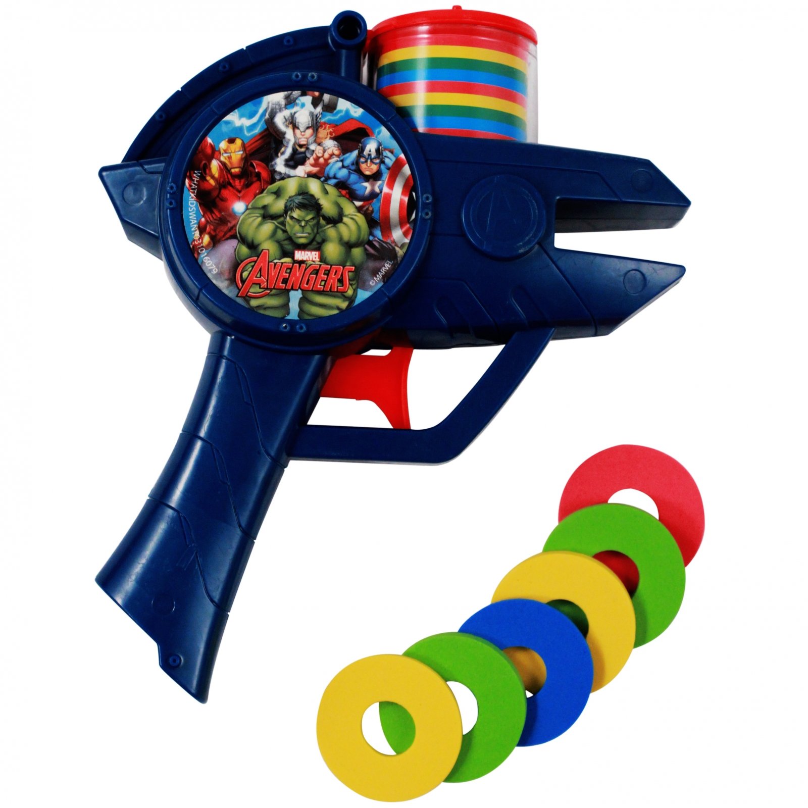 Marvel 6pc Avengers Soft Foam Disc Shooter Blue Blaster
