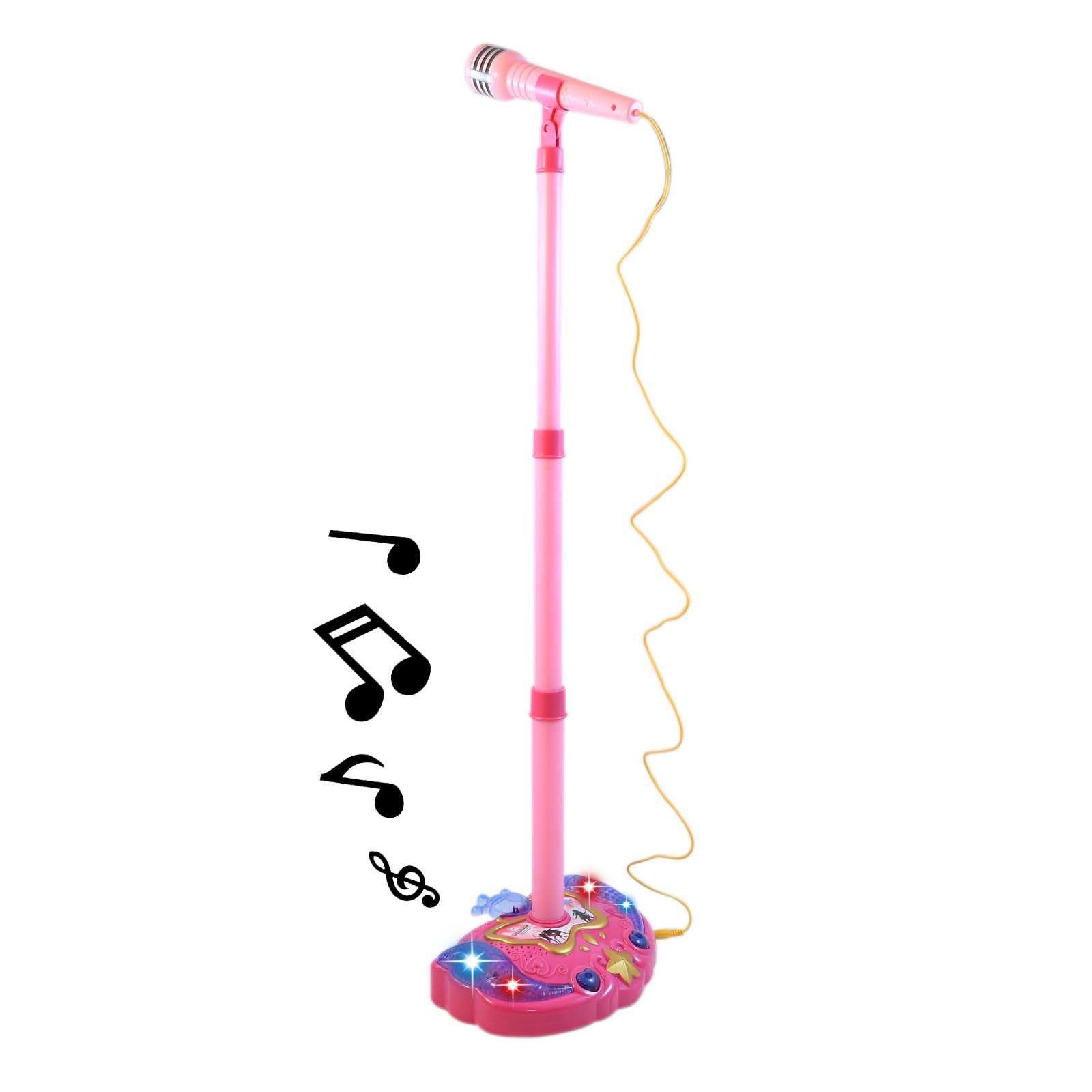 childrens pink microphone and stand