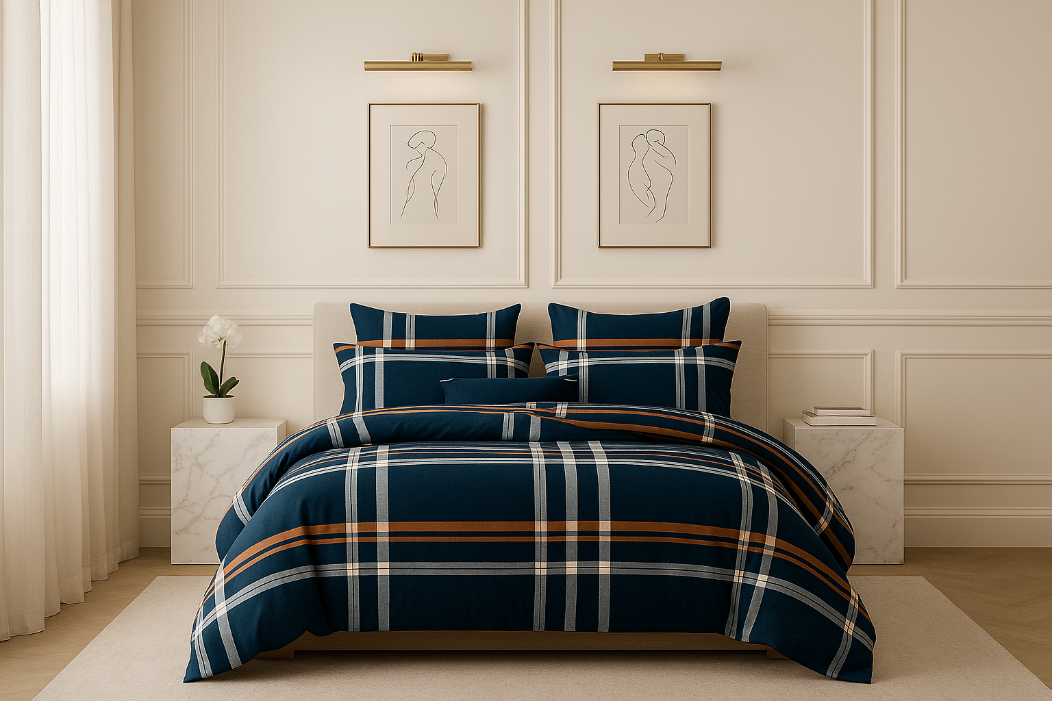 Sábanas multicolor en suite elegante - detalle 4