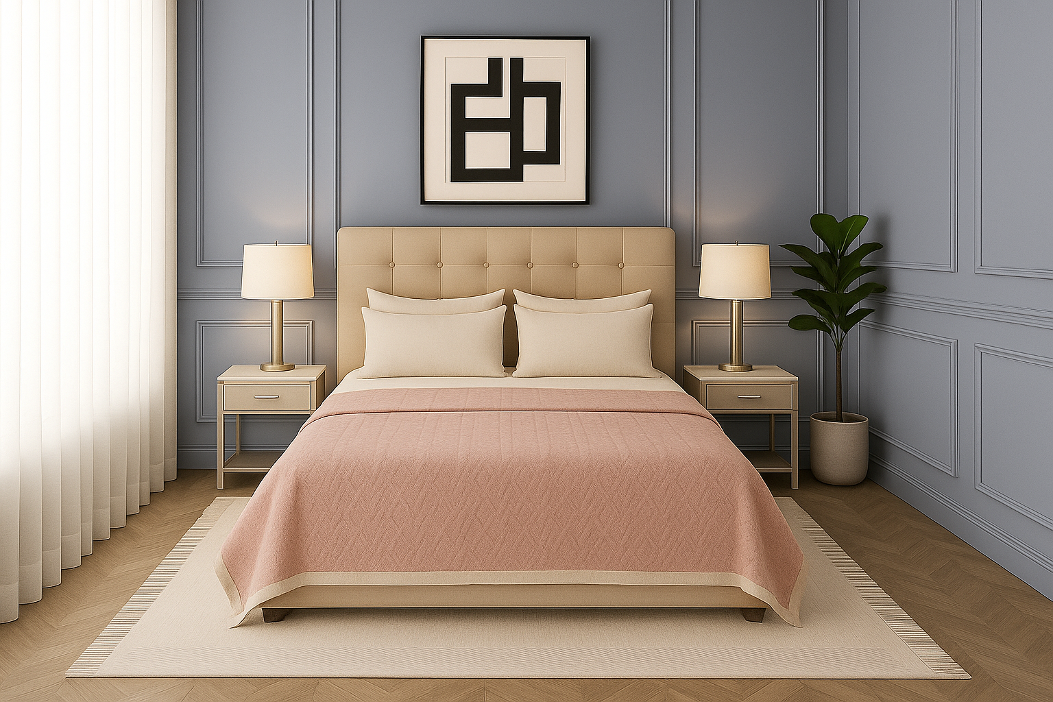 Manta Serpa 1,5 Plazas 160×220 Rosa Palo