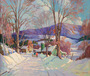 James King Bonnar - Figures Walking Down a Snowy Road