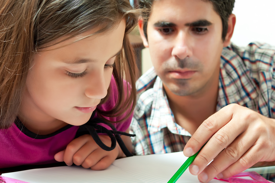 Dad and daughter learning together Dad and daughter learning together