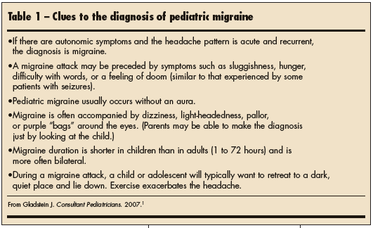 pediatric migraine clues