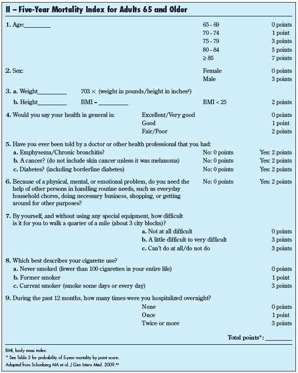 mortality index for adults over 65
