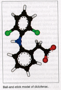 ball-and-stick model of diclofenac
