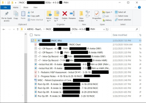 Here one can see an example of patient individual case folder organization. (photo adapted by Christopher R. Hood Jr., DPM)