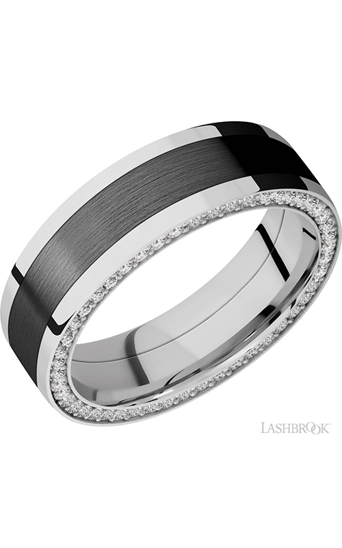 Lashbrook Precious Metals Wedding band 14KWPF7F14/ZIRCONIUMSIDEETERNITYDIA.01BEADproduct image