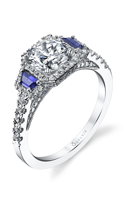 Sylvie Halo Engagement Ring S4112S-74A8W10R