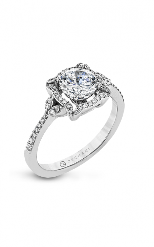 Zeghani Halo Crown Engagement ring Zr1685product image