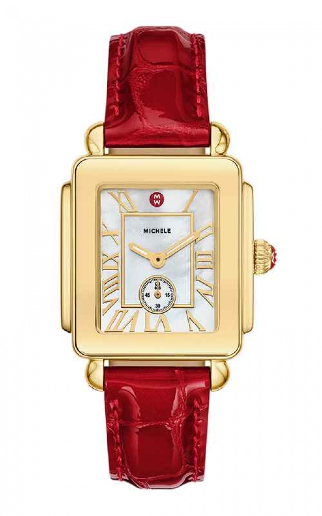 NWOT Michele Deco Watch 18K Yellow Gold Plated model # THR1975399 9503100_0.png main image 3
