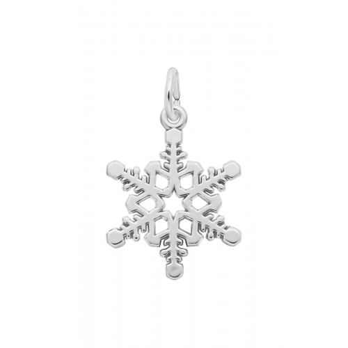 Rembrandt Charms Sterling Silver Snowflake Charm - Rhodium Plated, High Polish, With Lifetime Guarantee
