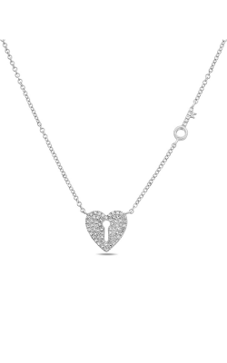 Roman And Jules Heart Lock & Key Diamond Pave Necklace EN1039-1 product image