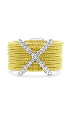 Roman And Jules Two-Tone Criss Cross Diamond Coil Ring MR741-2 product image