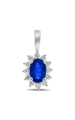Roman And Jules White Gold Oval Blue Sapphire Halo Pendant UP1974-5 product image