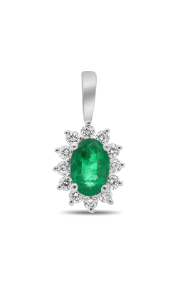 Roman And Jules White Gold Oval Emerald Halo Pendant UP1974-4 product image