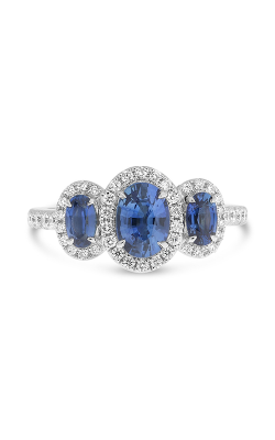 Roman And Jules Three Stone Sapphire And Diamond Halo Ring KR2609WSP-18K product image