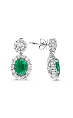 Roman And Jules Oval Emerald & Round Diamond 18k Dangle Drop Earrings ME510-36 product image