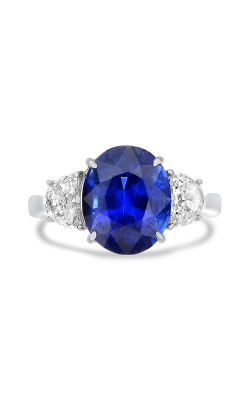 Roman And Jules Platinum 3-Stone Oval Sapphire And Half Moon Diamond Ring MR632-165 product image