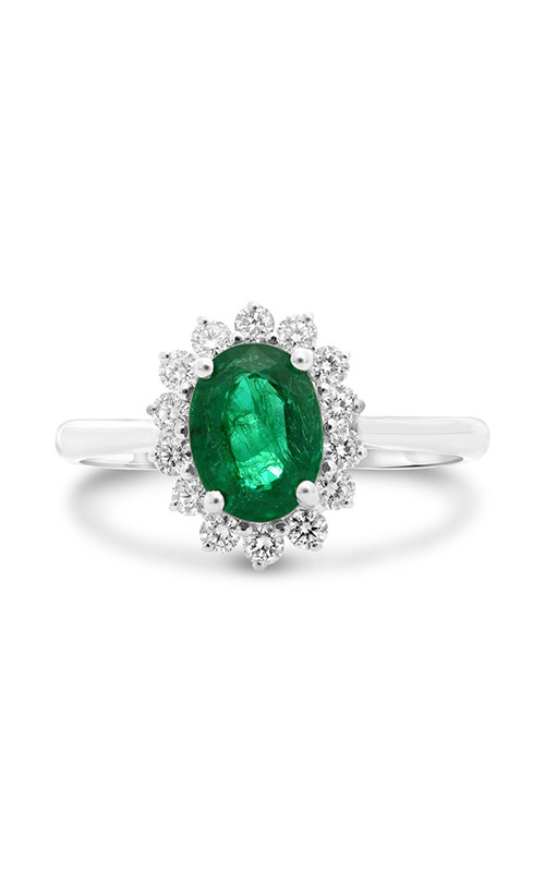 Roman and Jules White Gold Emerald Flowering Halo Ring MR500-98product image