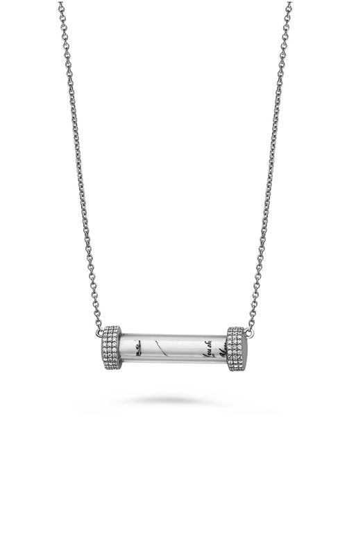 Roman And Jules White Gold And Diamond Glass Tube Necklace MN801C-1 Roman And Jules White Gold And Diamond Glass Tube Necklace MN801C-1product image