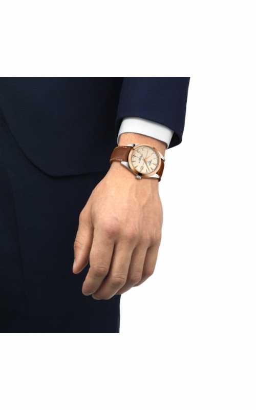 Tissot Gentleman Gold Bezel Watch T9274074626100 2