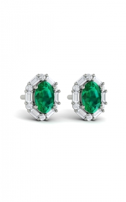 Vlora Adella Oval Emerald and Diamond Baguette Earrings VER60871E-14WG product image