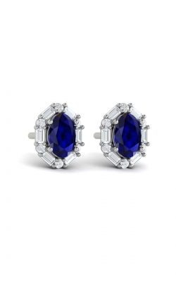 Vlora Adella Oval Sapphire and Diamond Baguette Earrings VER60871S-14WG product image