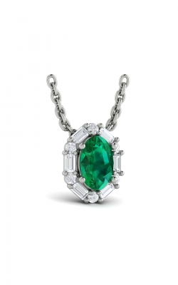 Vlora Adelle Oval Emerald And Diamond Baguette Pendant VP60776E-14WG product image