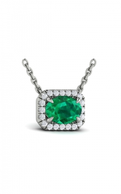 Vlora Adelle Diamond Cushion Halo And Oval Emerald Necklace VP60781E-14WG product image