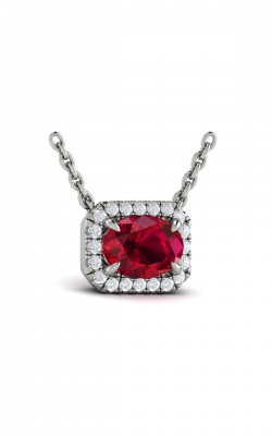 Vlora Adelle Diamond Cushion Halo And Oval Ruby Necklace VP60781R-14WG product image