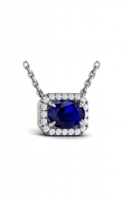 Vlora Adelle Diamond Cushion Halo And Oval Sapphire Necklace VP60781S-14WG product image