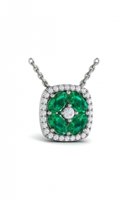 Vlora Adelle Diamond Cushion Halo And Multi Oval Emerald With Center Diamond Necklace VP60797E-14WG product image