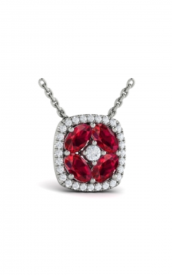 Vlora Adelle Diamond Cushion Halo And Multi Oval Ruby With Center Diamond Necklace VP60797R-14WG product image