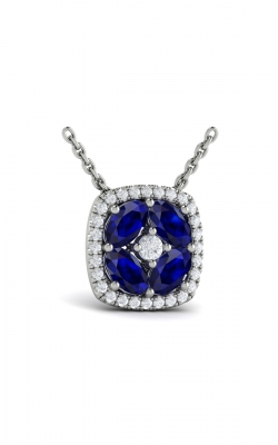Vlora Adelle Diamond Cushion Halo And Multi Oval Sapphire With Center Diamond Necklace VP60797S-14WG product image
