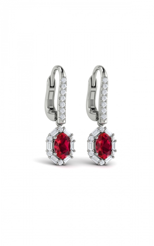 Vlora Adella Oval Ruby and Diamond Baguette Earrings VER60777R-14WGproduct image