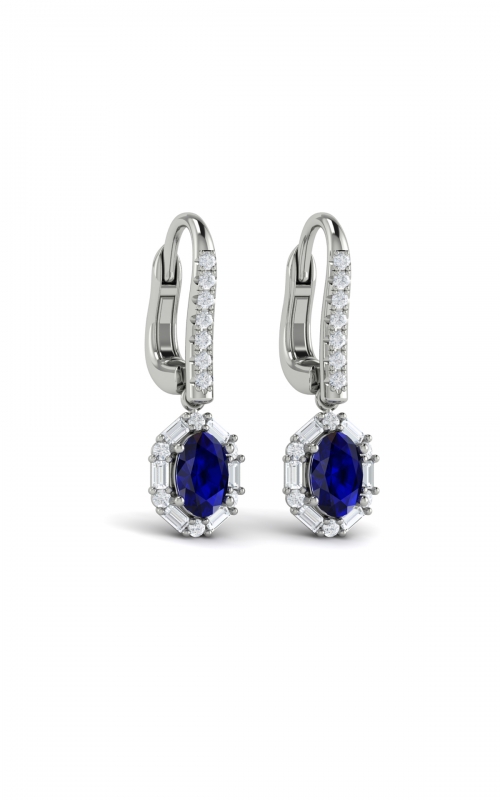 Vlora Adella Oval Sapphire and Diamond Baguette Earrings VER60777S-14WGproduct image