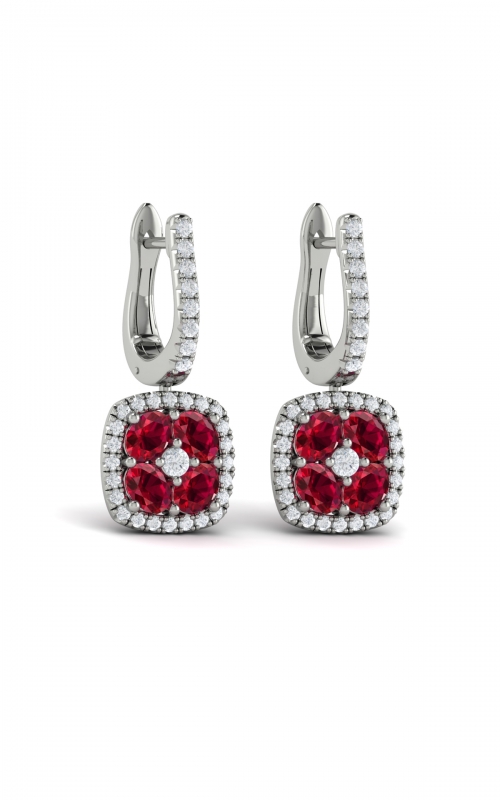Vlora Adella Cushion Diamond and Multi Ruby Earrings VER60798R-14WGproduct image