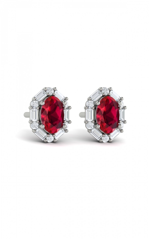 Vlora Adella Oval Ruby and Diamond Baguette Earrings VER60871R-14WGproduct image
